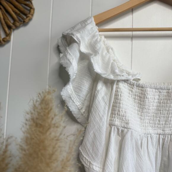 Free People top cropped reversible ruffled babydoll cotton XS boho - Picture 4 of 7